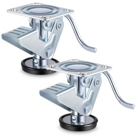 Aurelema 2 Pcs Brake Floor Lock Brake Pedal Lock Heavy Duty Steel with Anti-Slip Rubber Pads for Furniture, Equipment, Workshops, and Garages (4 Inch)