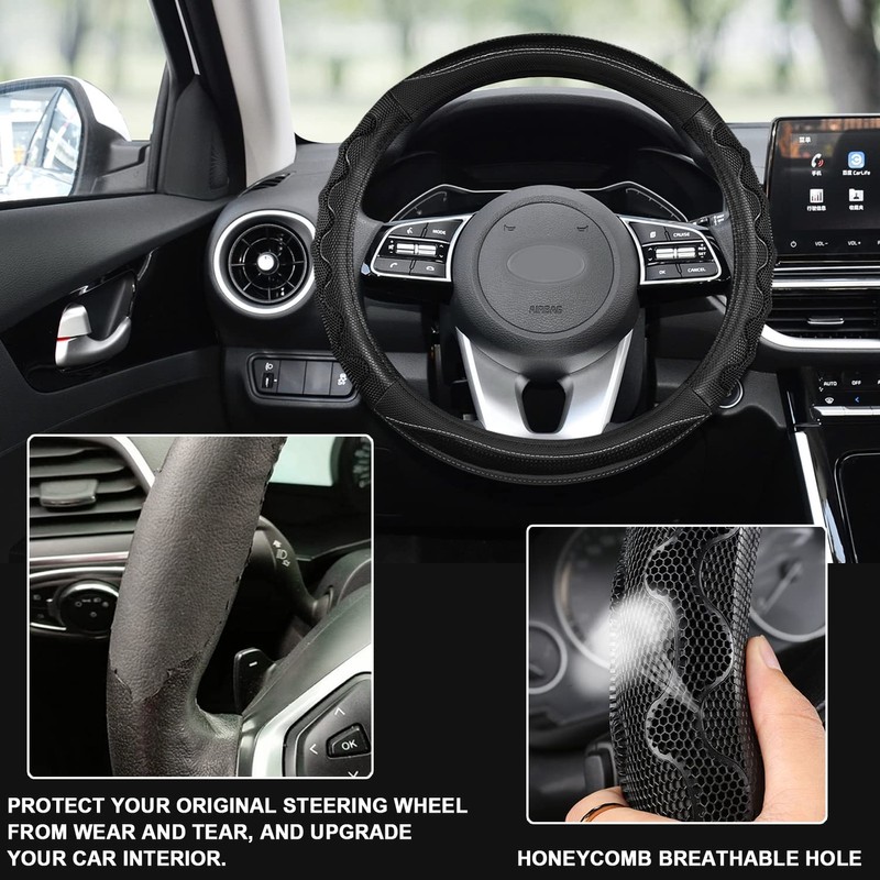 GIANT PANDA Steering Wheel Cover PU Leather Round Steering Wheels