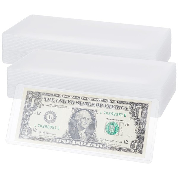FINGERINSPIRE 40PCS Currency Topload Holder 3x6.9inch Clear Rigid Plastic Protective