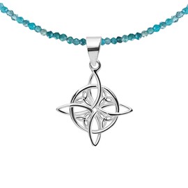 ENTREPLATA Necklace Natural Stone with Pendant 925 Sterling Silver Women White Celtic Magic Protection Spells Wicca Witch Knot Amulet Silver Turquoise, Silver, Turquoise