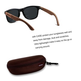 ANDWOOD Wood Sunglasses Polarized for Men Women Uv Protection Wooden Bamboo Frame Mirrored Sun Glasses Black Shades