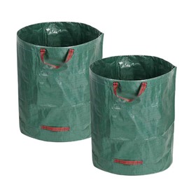 GNHG Pack of 2 Garden Waste Bags 128 L (50 x 65 cm) - Reusable Leaf Bag with 4 Handles & Reinforced Base - Garden Bag Made of Tear-Resistant PP Fabric for Leaves, Lawn Cuttings & Garden Waste