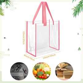 Paterr 30 Pcs Clear Tote Bag Stadium Approved Bulk 10 x 10 x 4 inch Plastic Tote Gifts Bags with Handle for Women Sports Gym(Rose Gold)
