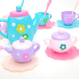 PowerTRC 21 Pieces Royal Tea Party Set | 3" to 4" Kettle, Cups, Spoons, Saucers, Creamer, and Sugar Bowl for Delightful Tea Time