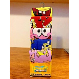 BIOWORLD SpongeBob Square Pants Nickelodeon 5 Pair Crew Socks 8-12 Mens Unisex Bioworld