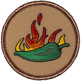 Flaming Jalapeno Patrol Patch - 2" Diameter Round Embroidered Patch (Peel & Stick Adhesive)