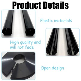 Black Radiator Pipe Covers & Sleeves, 6 Pack 200mm x 15mm Pipe Covers, 6 Pieces 15mm Pipe Collars
