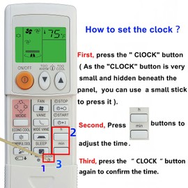 Replacement Remote Control for Mitsubishi Electric Air Conditioner MSZ-GE06NA-8 MSZ-GE09NA-8 MSZ-GE12NA-8 MSZ-GE15NA-8 MSZ-GE18NA-8 MSY-GE09NA-8 MSY-GE12NA-8 MSY-GE15NA-8 MSY-GE18NA-8