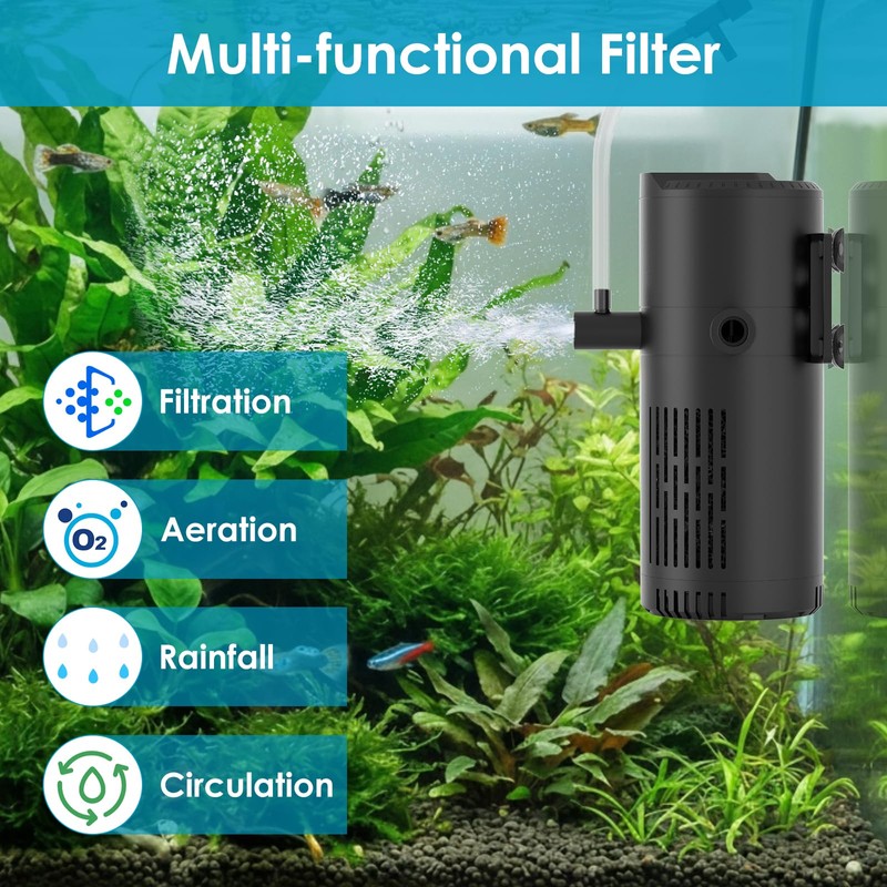 Devopet Aquarium Filter for 10-20 Gallon Tanks, Internal Fish Tank