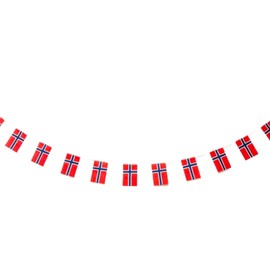 Pandiui23 Norway Flag, 40pcs, 11.4M, 14x21cm, Red, White, and Blue, National Day, Flag Bunting, Decoration
