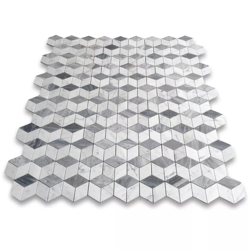 Stone Center Online C34K7XH Carrara White Gray Marble 3D Cube