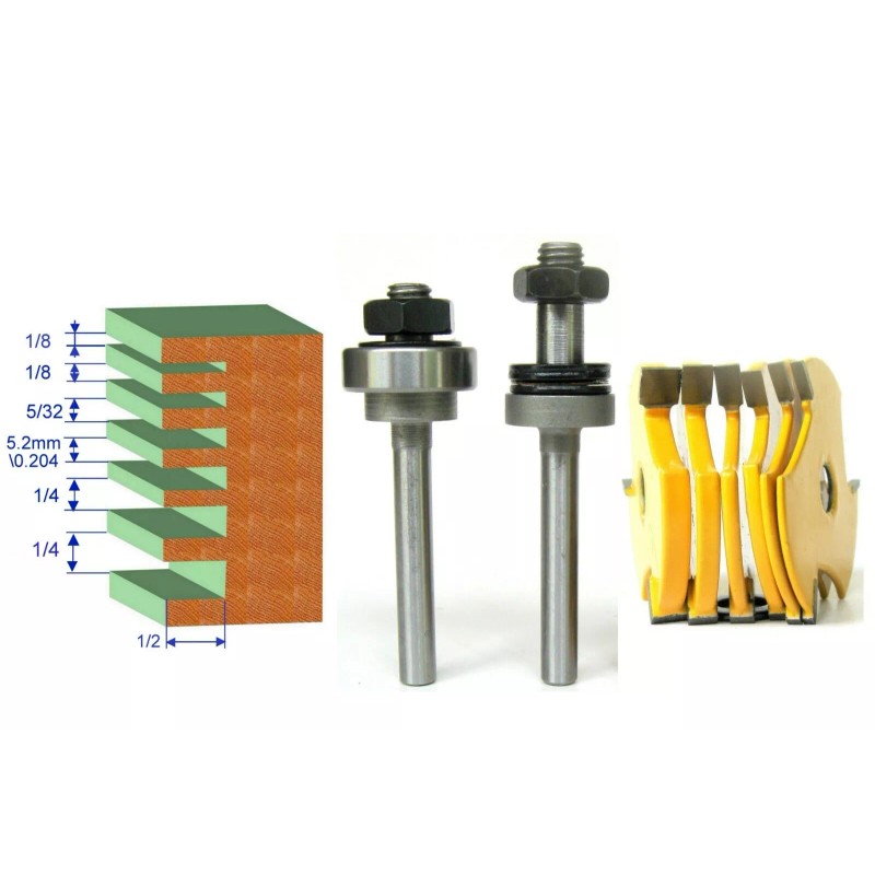 sct-888 8pc 1/4" Shank Slot ,Assembly 6 cutters & 2