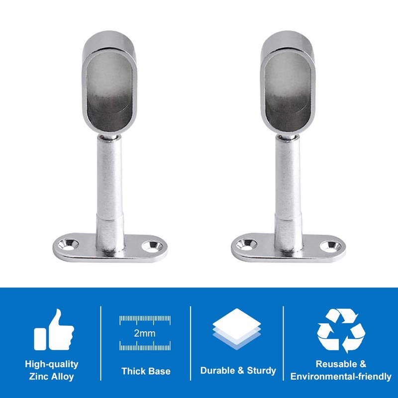 INCREWAY Closet Rod Support, 4Pcs Zinc Alloy Adjustable Oval Wardrobe