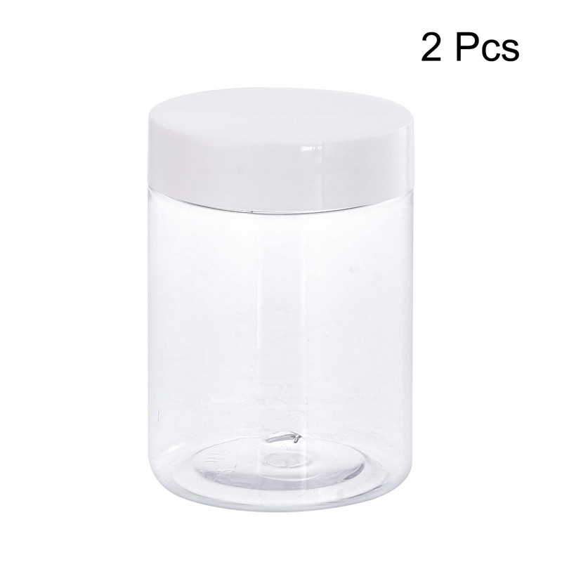 sourcing map Round Plastic Jars with White Screw Top Lid,