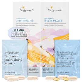 HealthyNest 2nd Trimester Prenatal Vitamin | Pregnancy Support for Fetal Brain Development with Methylfolate, Choline, DHA, Iron, Inositol | 31 Day Supply