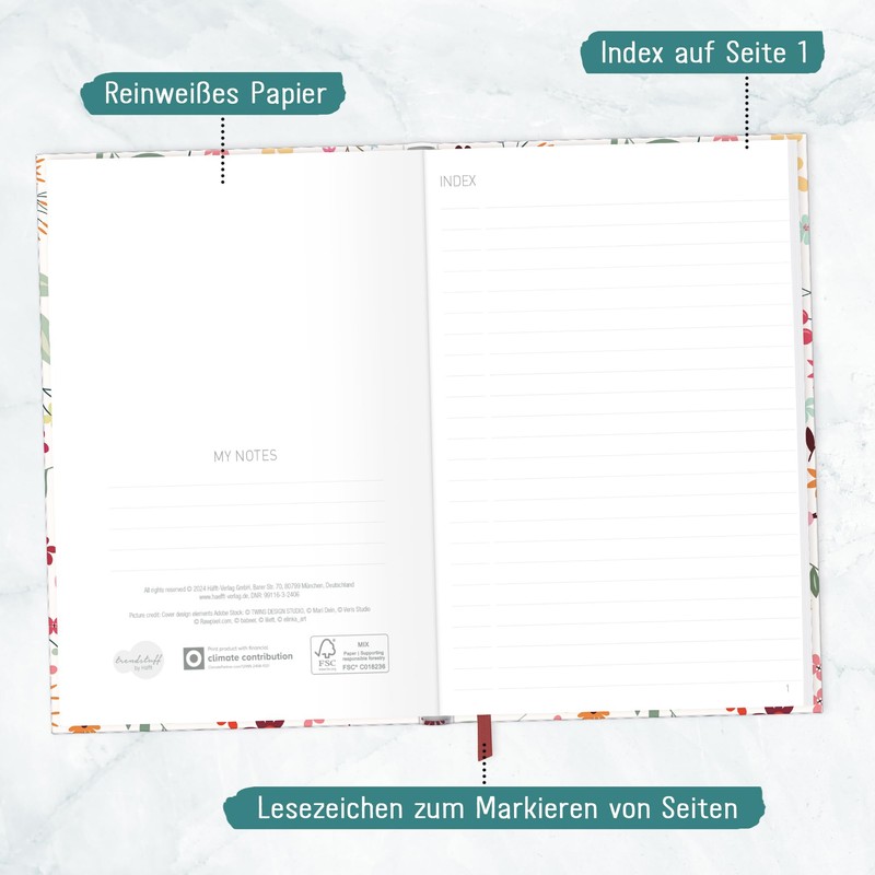 Häfft Notizbuch A5 liniert "Wild Flower" von Trendstuff by Häfft