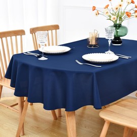 NEWISHER Navy Blue Oval Tablecloth - 153x215 cm (60x84 inch) - Heavy Duty Polyester Fabric Tablecloths, Washable Solid Table Cover for Dining, Kitchen, Home Party, Outdoor Indoor Use