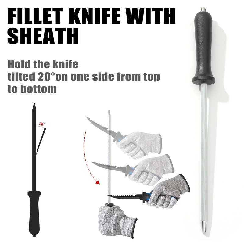 GPUSFAK 10 Pieces Fillet Set, Stainless Bait Knife With Sharpening