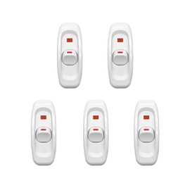AC 250V 10A Inline Switch, 5 Pcs Cord Appliance Push Button Switch Feed-Through ON Off Lamp Bulb Wall Line Button Control Switch with Indicator Neon for Table Lamp Desk Light Bed Lamp (White)