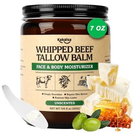 Beef Tallow for Skin, Tallow and Honey Balm 7 oz - Whipped Beef Tallow for Face, Daily Tallow Face Moisturizer, Body Butter, Natural & Deep Nourishment for Dry, Sensitive Skin, Unscented