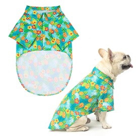 EXPAWLORER Dog Hawaiian Shirt - Dog Summer Clothes, Breathable Cotton Polo T-Shirts with Floral and Fruit Pattern,Puppy Outfit,Pet Clothes for Small Medium Large Dogs Boy and Girl in Hot Days
