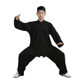 BBLAC 2KEY Martial Arts Clothing Traditional Chinese Uniforms for Tai Chi and Wing Chun Unisex Milk Silk Costume Lightweight Costumes for Meditation and Qigong, a