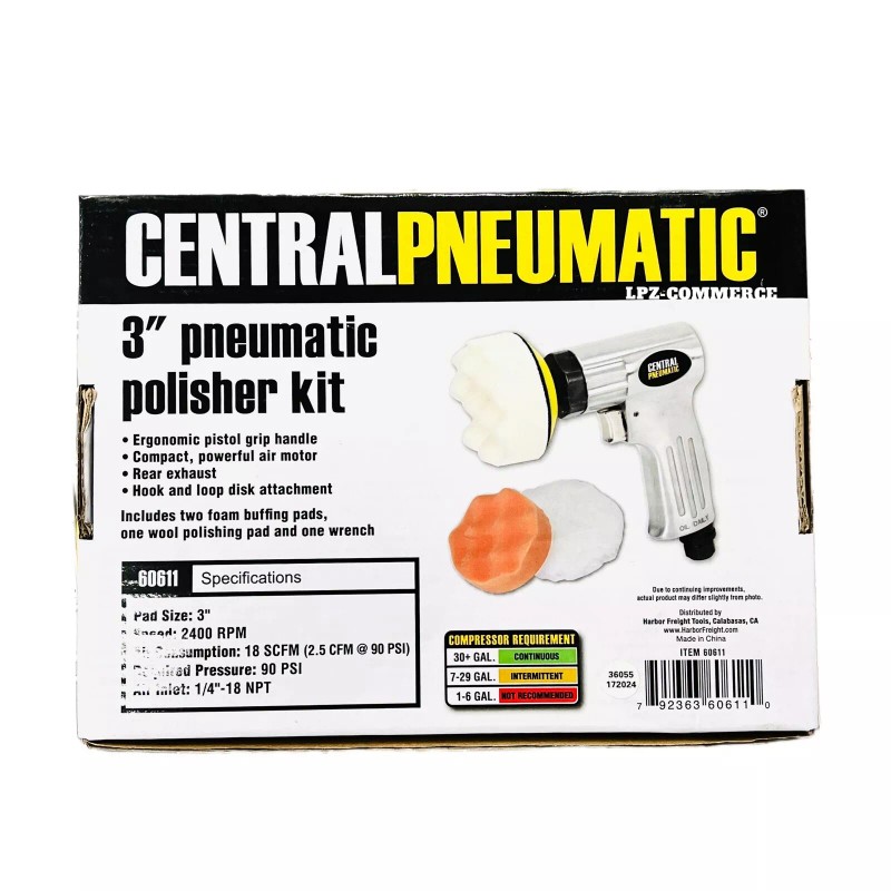 Central Pneumatic Air Polisher Kit 3 inch pneumatic