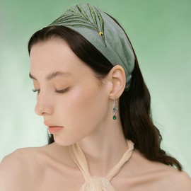 VONALA Celtic Earrings for Women 925 Sterling Silver Celtic Moon Dangle Drop Earrings Emerald Green Moon Dangling Earrings Celtic Jewelry Gifts for Women Birthday