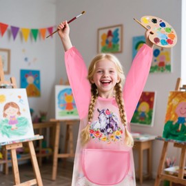 Tutukyle Children's Painting Apron Waterproof Painting Apron School 1st Class Painting Apron Children School from 6 Years Children's Apron with Pockets Painting Apron Craft Apron for Crafts Painting