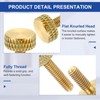 sourcing map 5Pcs M4x10mm Brass Knurled Thumb Screws, Flat Grip