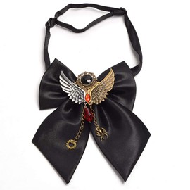 GRACEART Handmade Steampunk Bowtie with Baphomet Wing