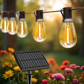 S14 100ft Solar String Lights Waterproof Outdoor Garden Patio Backyard 50 Bulbs 2700K Warm White Energy-SavingShade Color: 2700k warm white, Emitting Color: Changeable, Lamp Power(W): 100ft