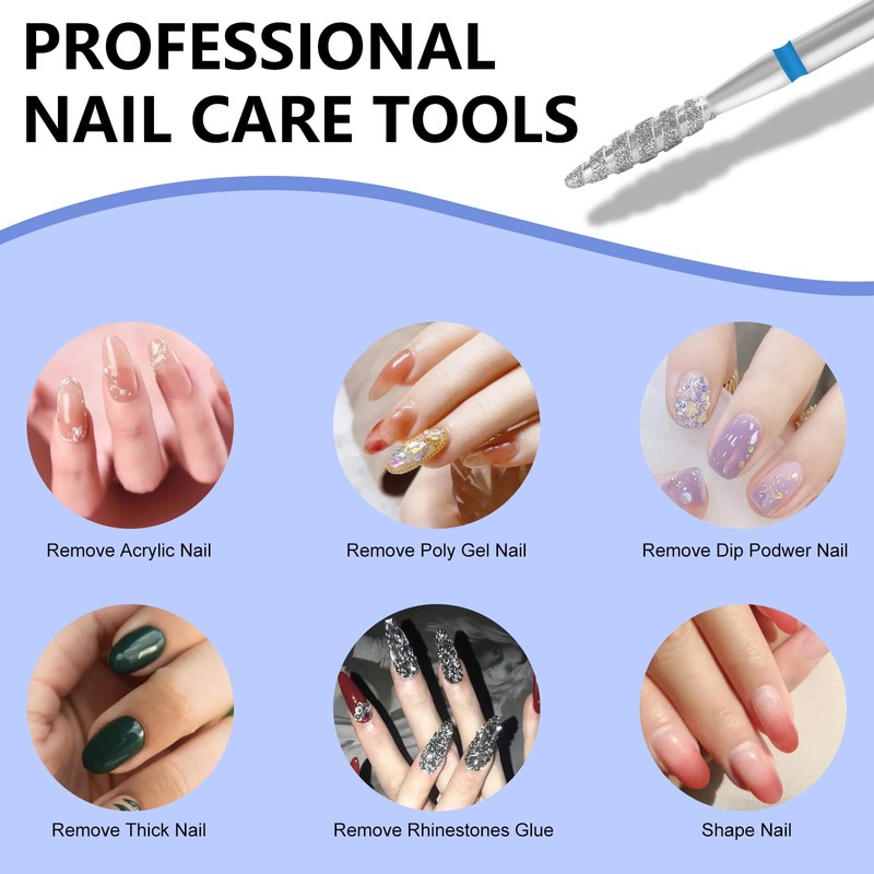 C12rtive Medium Nail Drill Bits Diamond Carbide Spiral FrameCuticle Remover