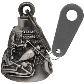 Dream Apparel Motorcycle Biker Bell W/Motorcycle Bell Hanger, Motorcycle Accessories or Key Chain for Luck, Silver, Biker & Skull, One Size