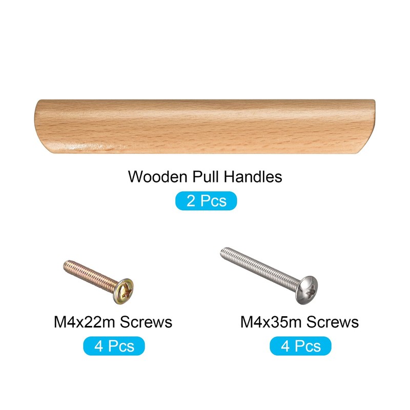 sourcing map Wood Pull Handles, 2pcs 128mm/5.04" Hole Distance Wooden