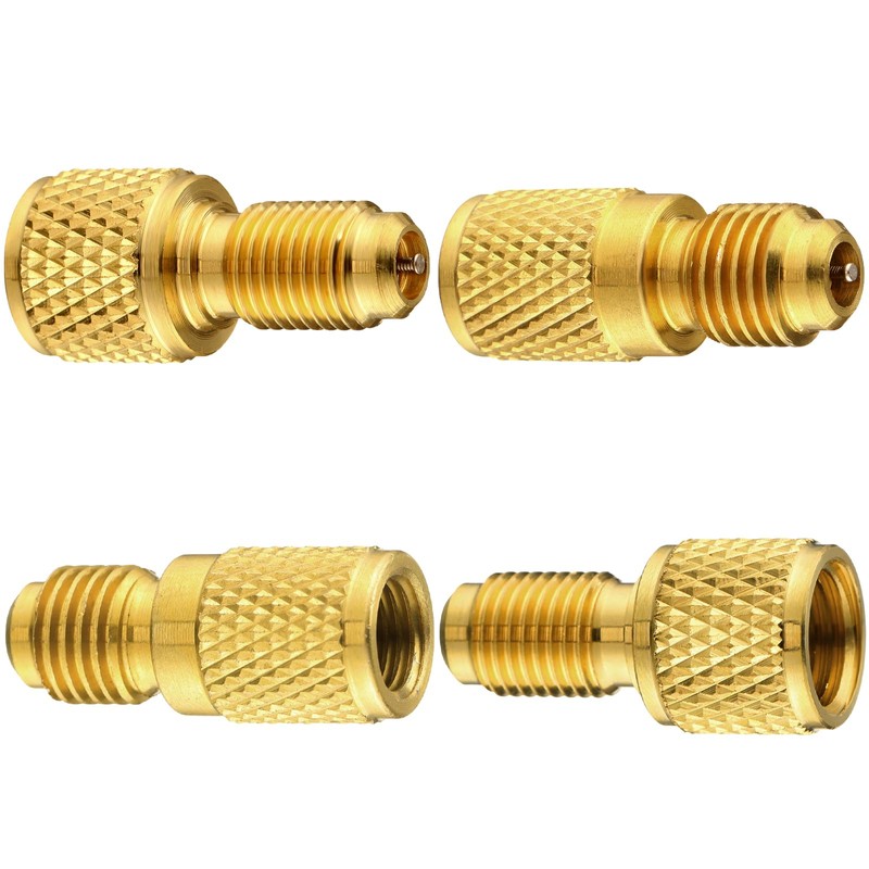 JaGely 17 Pcs R134a Brass Refrigerant Tank Adapter 1/4" to