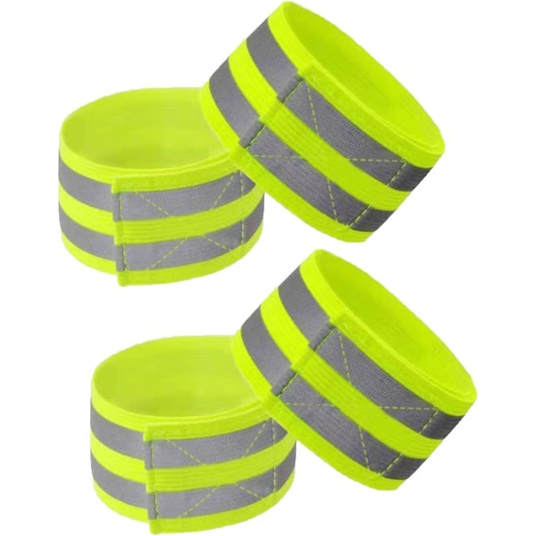 FNSIGHD 4 Pcs Reflective Strips,Reflective Arm Bands for Running,Adjustable Length