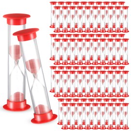 Queekay Set of 80 1 Minute Sand Timer Small Hourglass for Classroom One Minute Sandglass Clock Red Acrylic Hourglass Game Timer for Kids Preschool Teacher Supplies, 3.35 x 0.98 x 0.98 Inches