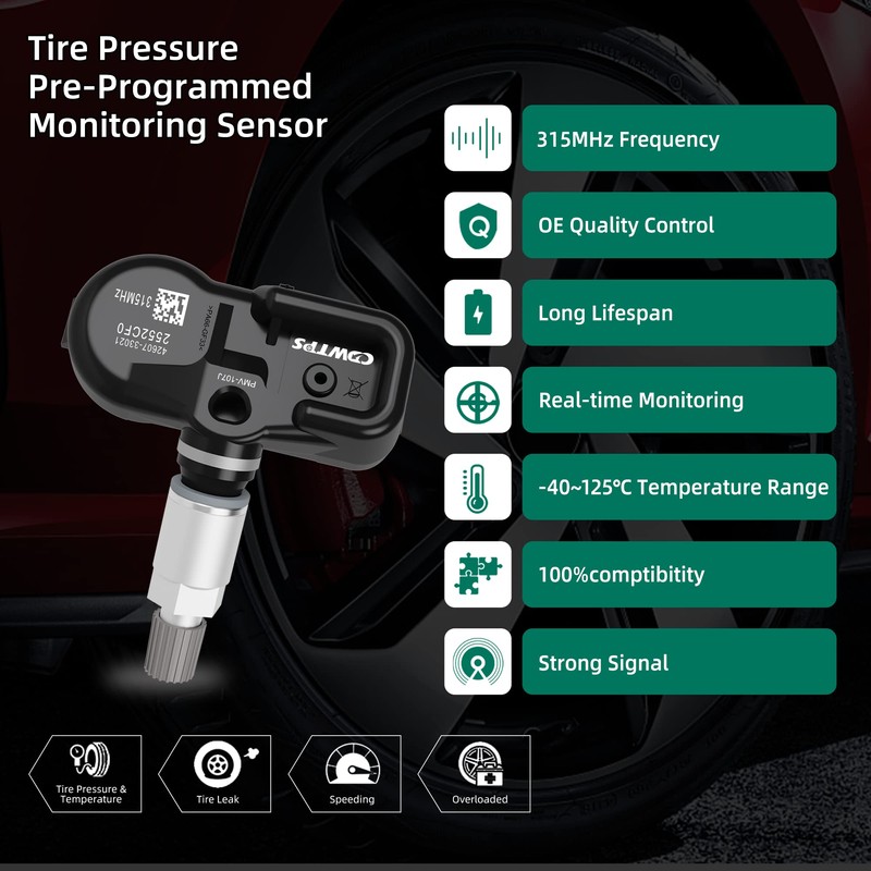 CDWTPS TPMS Tire Pressure Monitor Sensor, 4-Pack fit Toyota Lexus