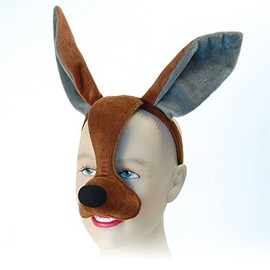 Bristol Novelty EM343 Kangaroo Mask with Sound Costume | 1 Piece | Brown and Silver | One Size - Adult Eye Headband, Unisex-Child, Multi-Colour
