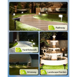Solar Spot Lights Outdoor Waterproof IP66, 6 Pack Landscape Spotlights with 38 LEDs, Auto On/Off Solar Powered Landscaping Security Light for Yard Garden Driveway Pathway Walkway Outside, Cool White