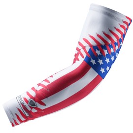 Stromguard Compression Sports Arm Sleeve Digital Camo Baseball Football Basketball - (One Arm Sleeve) (Adult Small, #11 - USA Baseball Stitches)