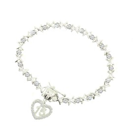 New York 925 Sterling Silver Crystal Kisses Quinceanera Bracelet