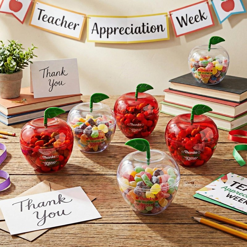Mimorou 48 Pack Back to School Gifts Plastic Apple Containers,Classic,Red