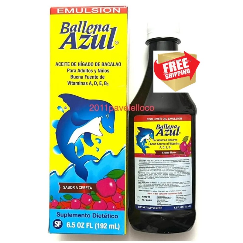 Ballena Azul Cherry EMULSION COD LIVER OIL BALLENA AZUL ACEITE