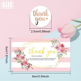 750Pcs Thank You For Your Order Greeting Cards Set, 250 Gold Foil Mini Appreciation Cards 500 Thank You Stickers, Thank You Business Note Cards for Retail Stores, Anniversary