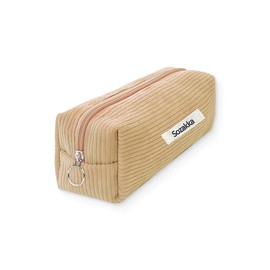 LOMSUXA Pencil Case Corduroy Fabric Pencil Case Milky Grey for Girls Teenagers Pencil Case Pencil Case School Pencil Case for School Office - Beige