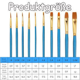 40 Piece Brush Set, Acrylic Paint, Make-Up Brush Set, Children's Make-Up Brush, Children's Make-Up for Artists, Children for Painting Lovers, Beginners (Black and Blue)