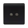 Trendi Artistic Modern 2 Gang TV Socket in Matt Black
