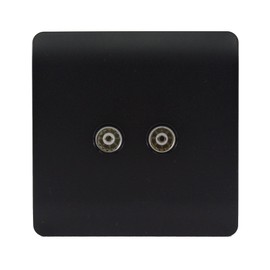 Trendi Artistic Modern 2 Gang TV Socket in Matt Black